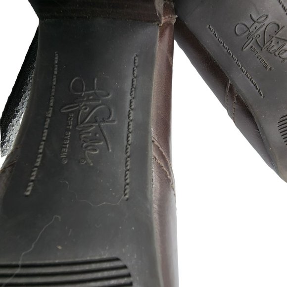 Life Stride Soft System Womens Size 9 M Brown 2.5" Square Heel Faux Leather Comf - Picture 4 of 12